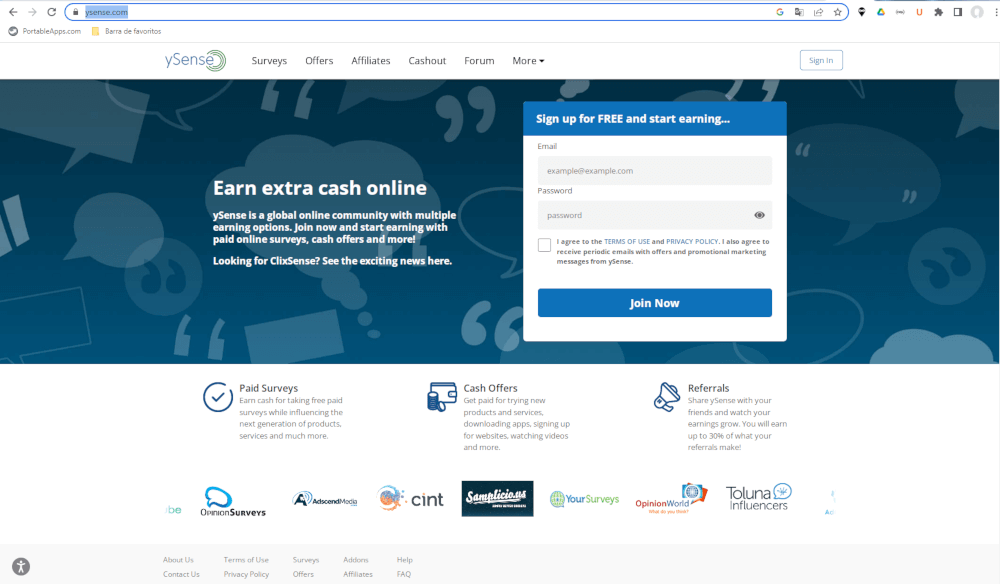 ysense como traduzir página para português