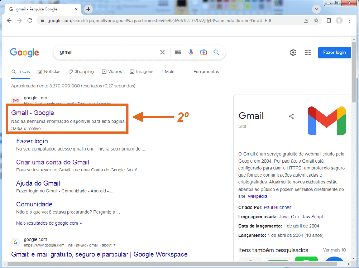 Resultado da busca por Gmail